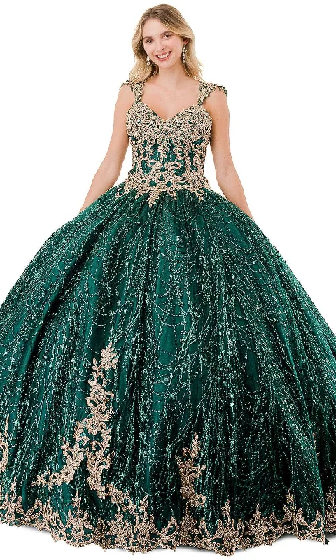 New Deals Trevi Collection L2821C - Cap Sleeve Appliqued Ballgown