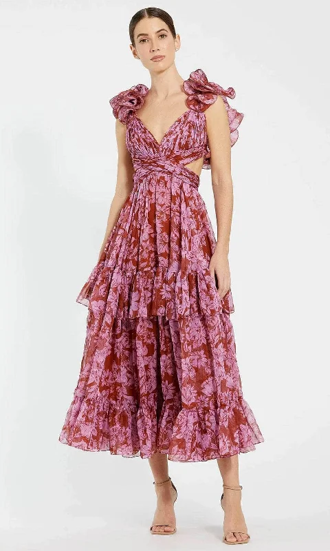 Daily Specials Ieena Duggal 68644 - Tiered Skirt Ruffle Sleeve Prom Gown