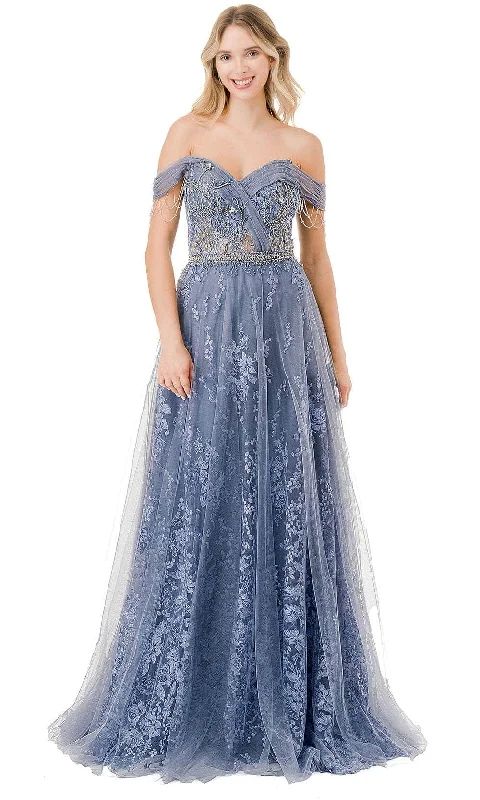 Super Savings Trevi Collection L2810A - Embroidered Off Shoulder Evening Dress