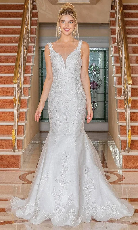 Mega Deal Dancing Queen 0253 - Embroidered Open Back Wedding Gown