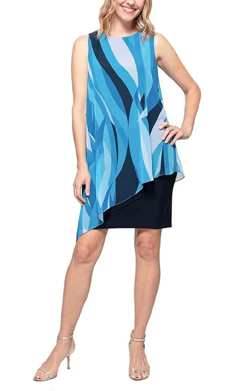 Midnight Sale SLNY 9177519 - Printed Chiffon Overlay Dress