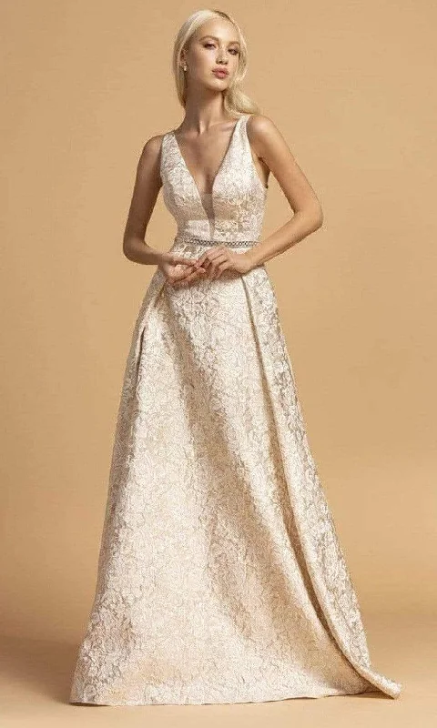 Midnight Madness Trevi Collection - D310 Floral A-Line Evening Dress