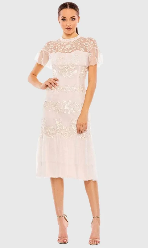 YEAR-End Clearance Mac Duggal 35147 - Floral Embroidered High Neck Evening Dress