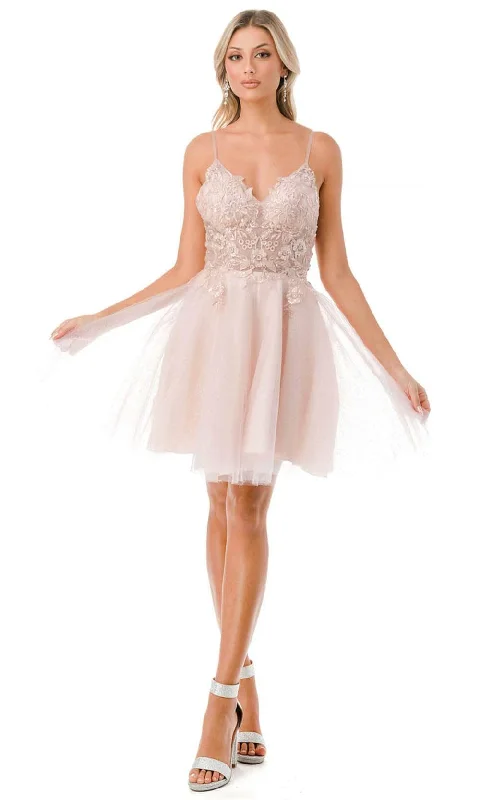 Season Finale Sale Trevi Collection S2742M - Sleeveless Embroidered Cocktail Dress