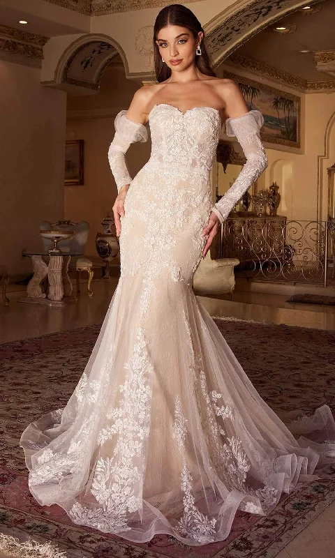 Markdowns Cinderella Divine WL008 - Strapless Bridal Gown with Lace Embellishments