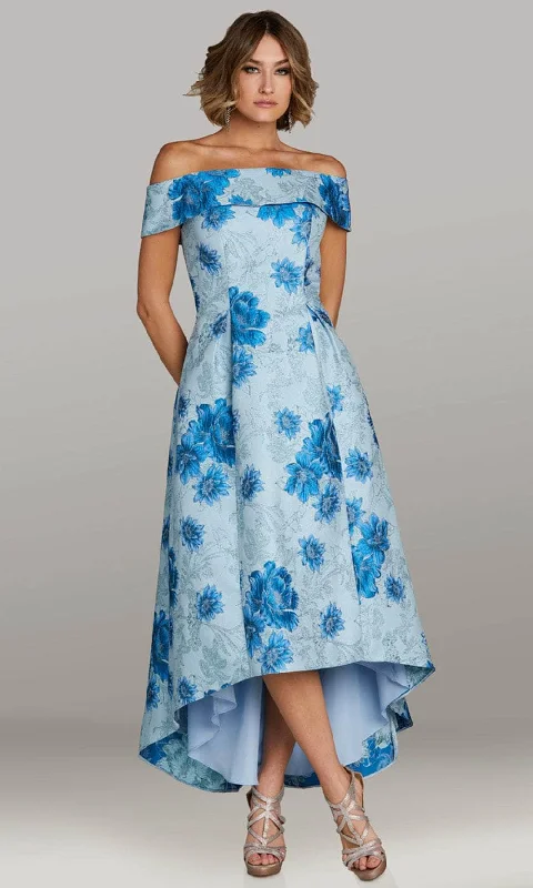 Shop and Save Gia Franco 12413 - Floral Print Off Shoulder Evening Dress