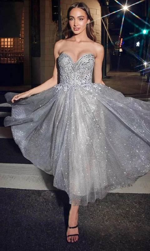 Online Only Cinderella Divine CD871 - A-line Dress with Strapless Design