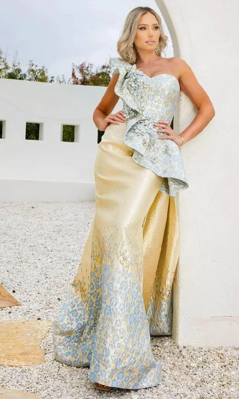 Big Discounts Terani Couture 241E2402 - Asymmetric Jacquard Evening Dress