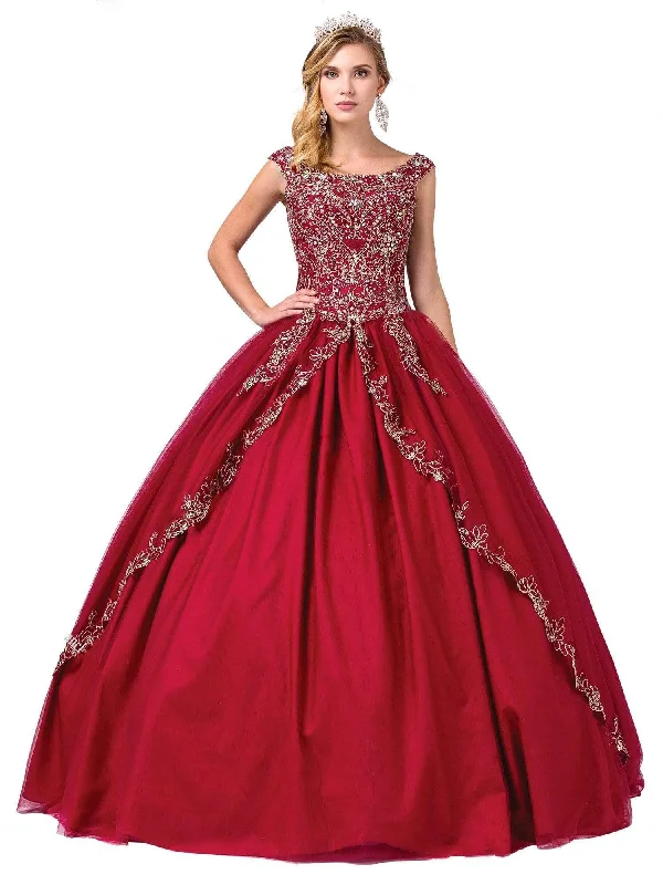 Special Buy Dancing Queen - 1343 Cap Sleeve Gilt-Appliqued Overskirt Ballgown