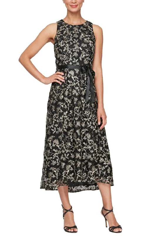 Great Deals Alex Evenings 51171675 - Sleeveless Floral Embroidered Tea-Length Dress