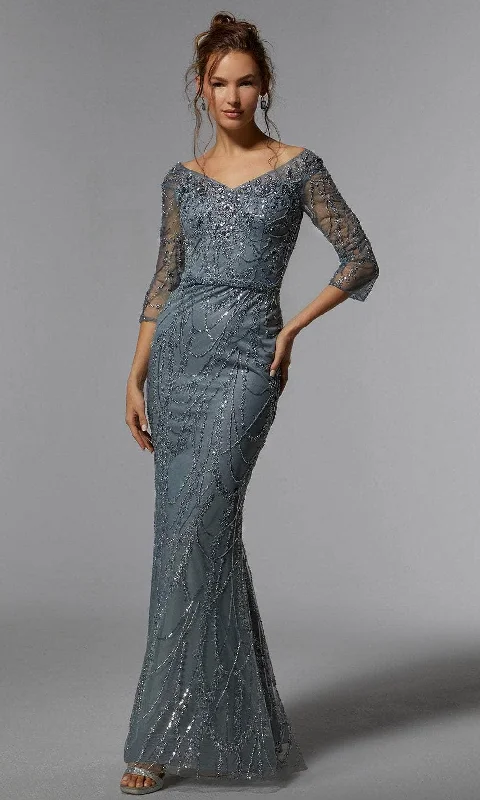 The Best Prices MGNY By Mori Lee 72933 - Beaded Mermaid Evening Dress