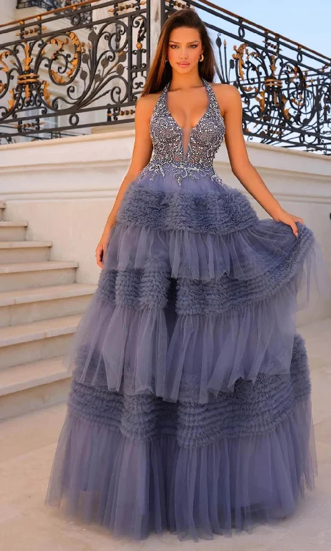 Big Savings Clarisse 811030 - Halter Tiered Ballgown
