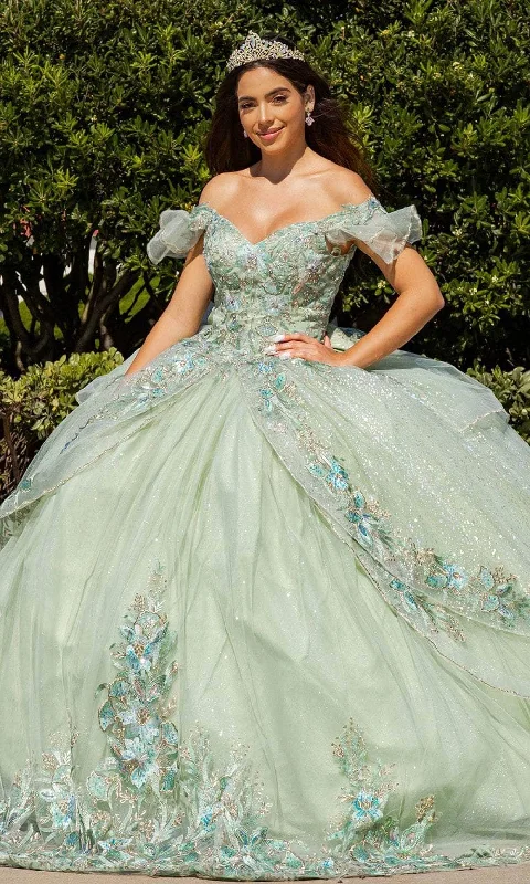 Best Bargains Cinderella Couture 8089J - Embroidered Off-Shoulder Ballgown