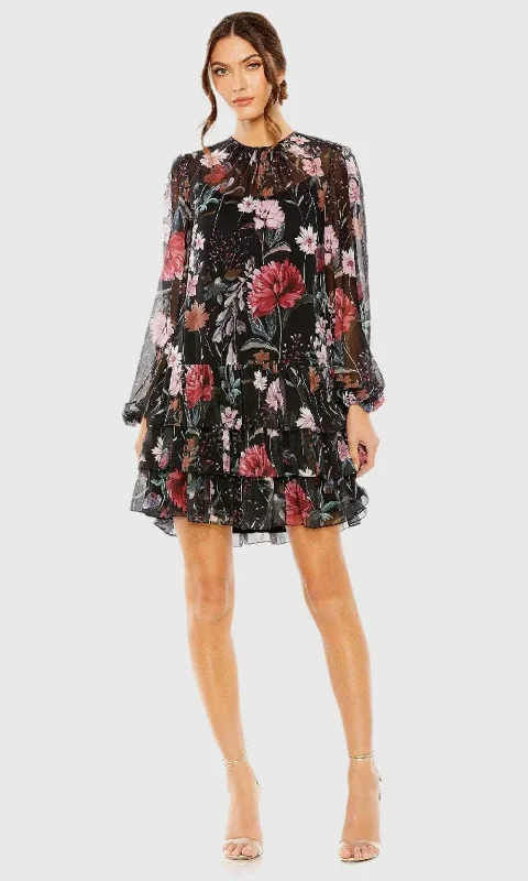Incredible Offers Ieena Duggal 55075 - Sheer Long Sleeve High Neck Cocktail Dress