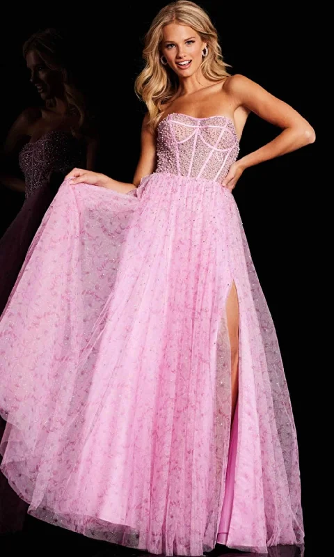 Weekend Special JVN by Jovani JVN36477 - Beaded Off-Shoulder A-line Gown