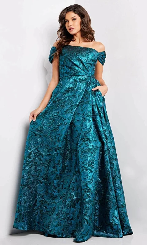 Exclusive Access Jovani 25665 - Cap Sleeve Jacquard Evening Gown