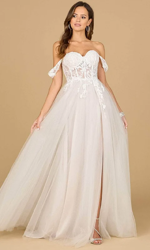Steals and Deals Lara Dresses 51114 - Lace Applique Off-Shoulder Wedding Gown