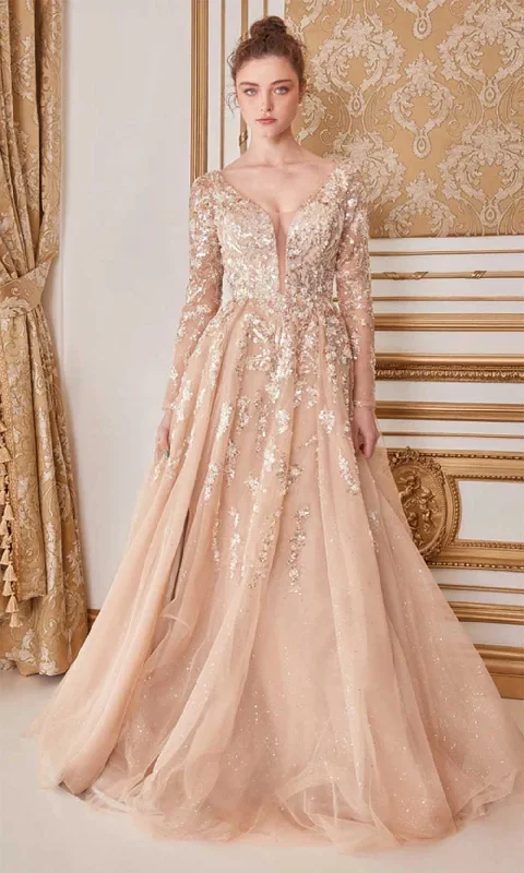 One-DAY Sale Andrea and Leo A1215 - Plunging Sequined Evening Gown