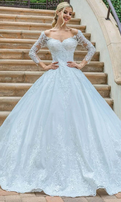 Super Savings Dancing Queen 0172 - Lace Applique Long Sleeve Ballgown