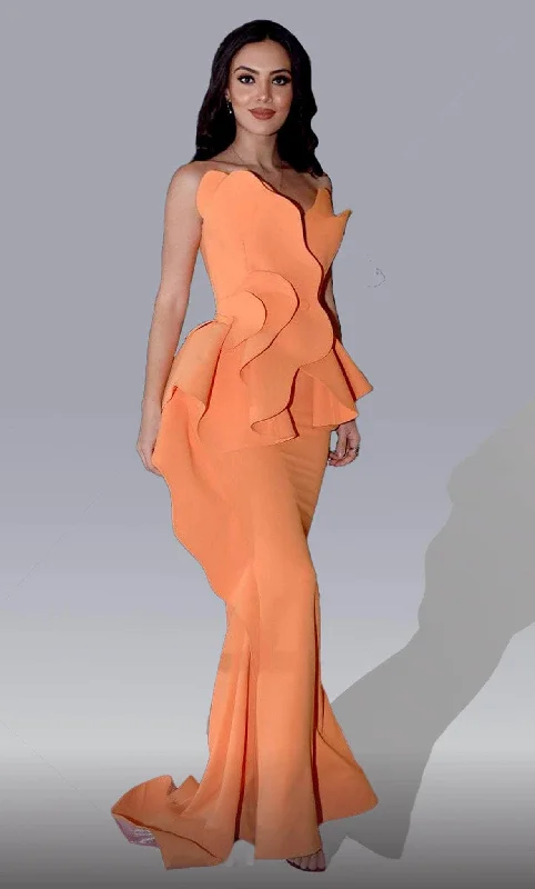 Final Sale MNM Couture 2647 - Ruffle Peplum Evening Gown
