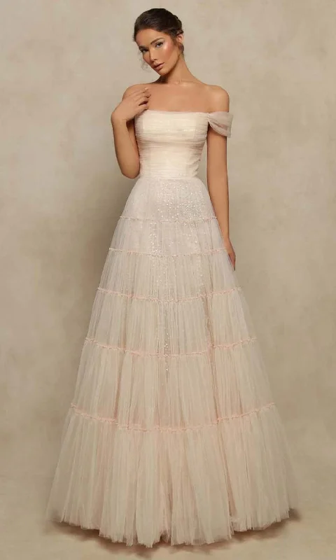 Final Sale Tarik Ediz - 98090 Straight Off Shoulder A-Line Gown