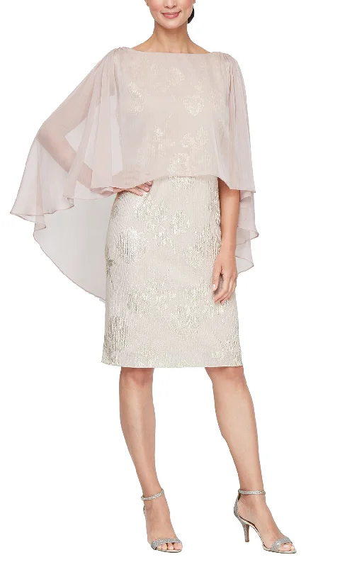 Best Deals SLNY 9179479 - Hi-Low Capelet Bateau Formal Dress