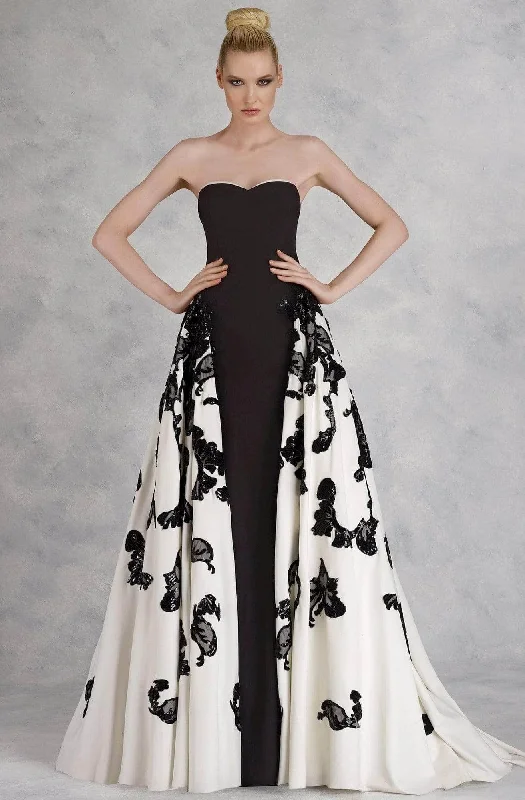 New Arrival Janique W1376 - Strapless A-line Overlay Gown