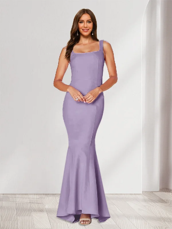 Overstock Trumpet/Mermaid Square Neck Sleeveless Ruched Bridesmaid Dresses