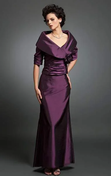 Exclusive Savings Alexander by Daymor Ruched Bodice Wide Neckline Long Gown 232 - 1 pc Berry in Size 4 Available