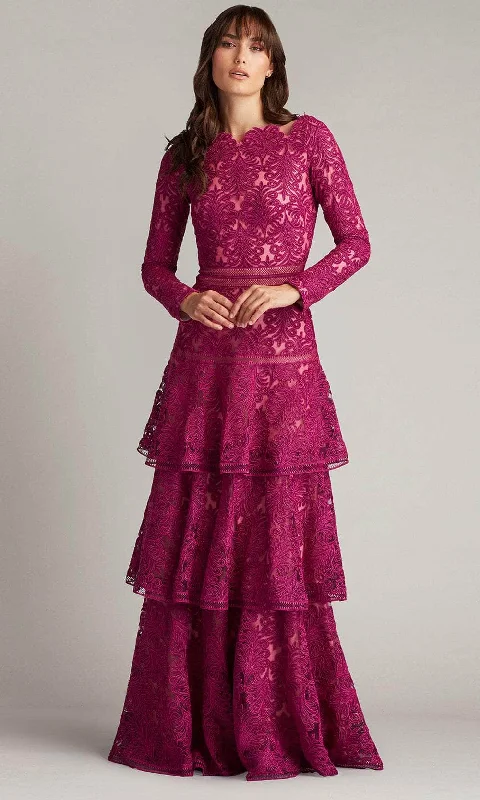 Daily Specials Tadashi Shoji CDY24097L - Talita Tiered Embroidered Long Sleeve Gown