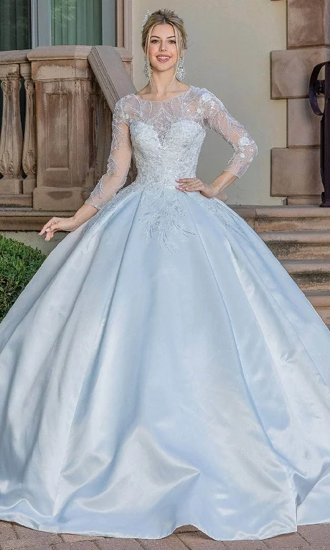 New Arrival Dancing Queen 0242 - Illusion Long Sleeve Ballgown