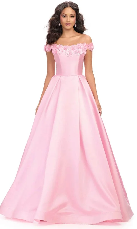 Weekend Deal Ashley Lauren 11771 - Straight Neckline Flower Detail Evening Gown
