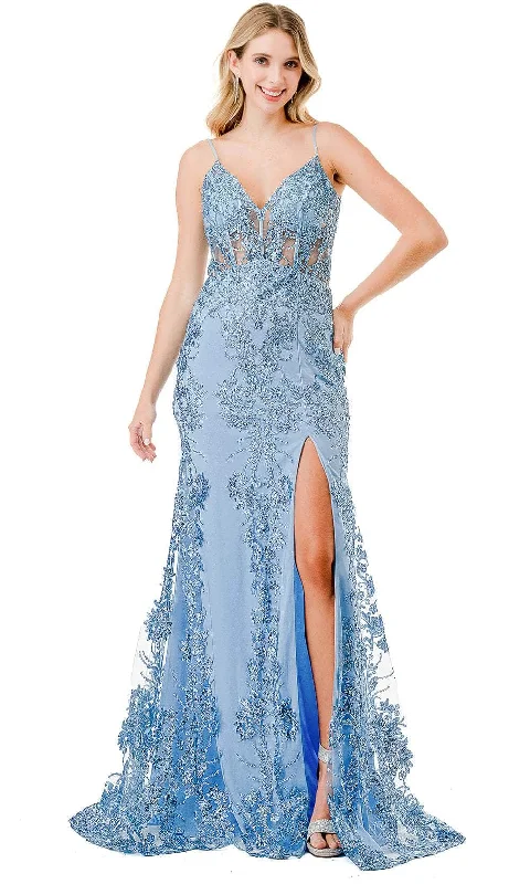 Doorbuster Deal Trevi Collection L2864W - Illusion Corset Sequin Evening Gown