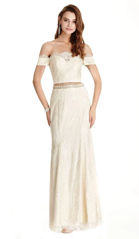 Crazy Deals Aspeed Design - Two Piece Lace Off-Shoulder Sheath Prom Dress