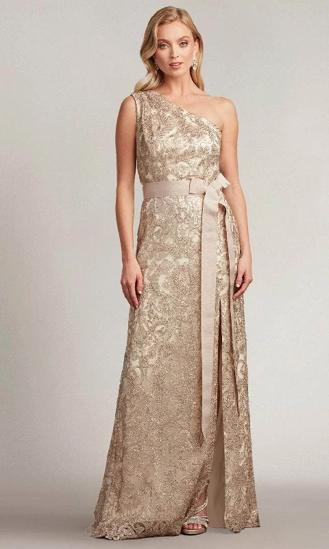 Special Savings Tadashi Shoji ATV19327LX - Tomlin Ribbon Belt Sequin Embroidered Gown