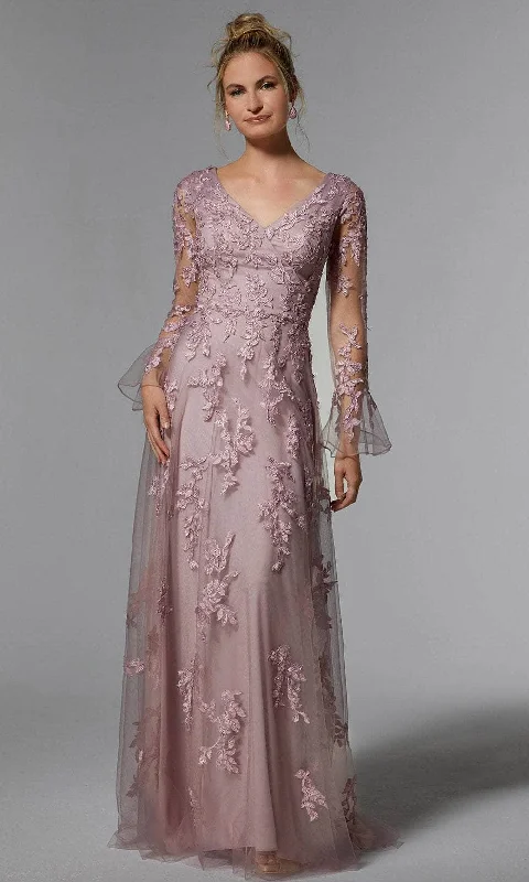 Reduced Prices MGNY By Mori Lee 72929 - Illusion Bell Sleeve Evening Dress