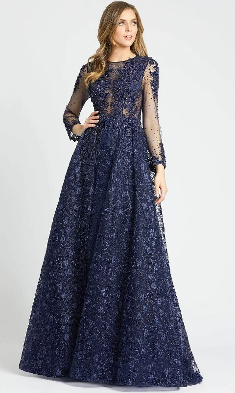 Limited Availability Mac Duggal 20100 - Long Sleeve Beaded Lace Evening Gown