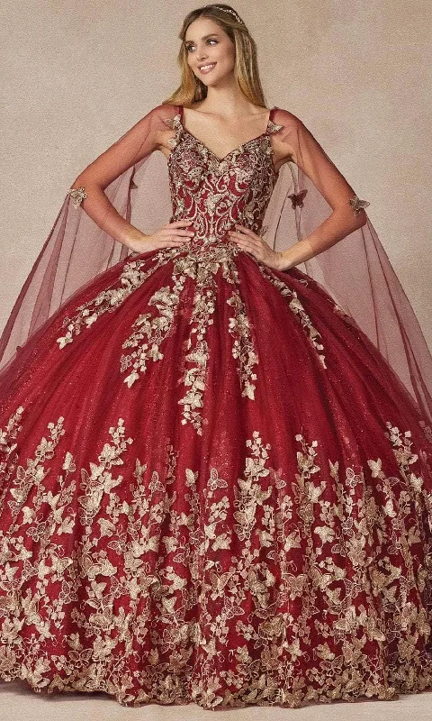 Savings Event Juliet Dresses 1442 - V-Neck Butterfly Appliqued Quinceanera Gown