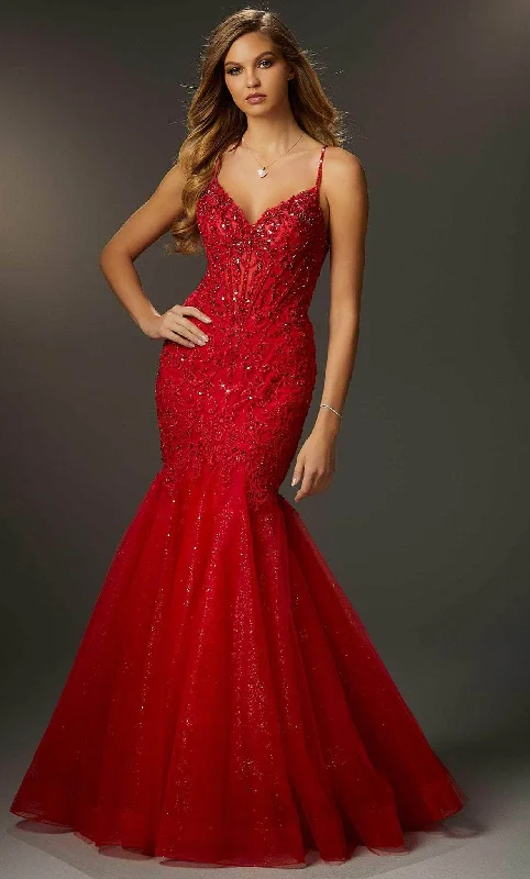 Price Drop Mori Lee 48032 - Lace Applique Sleeveless Prom Dress