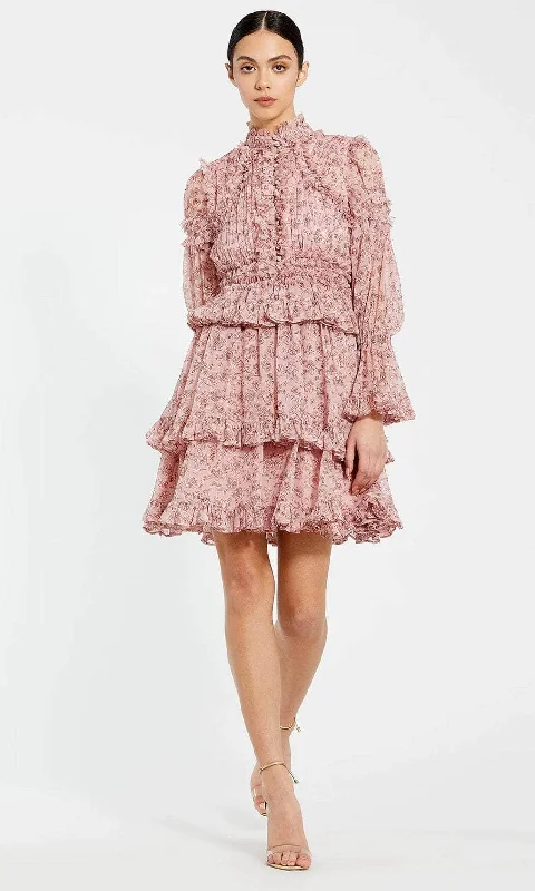 Special Savings Ieena Duggal 17002 - Long Flare Sleeve Ruffled Tiered Cocktail Dress