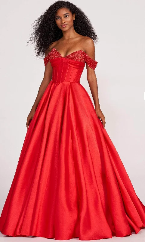 Discount Deals Ellie Wilde EW34118 - Off Shoulder Corseted A-line Dress
