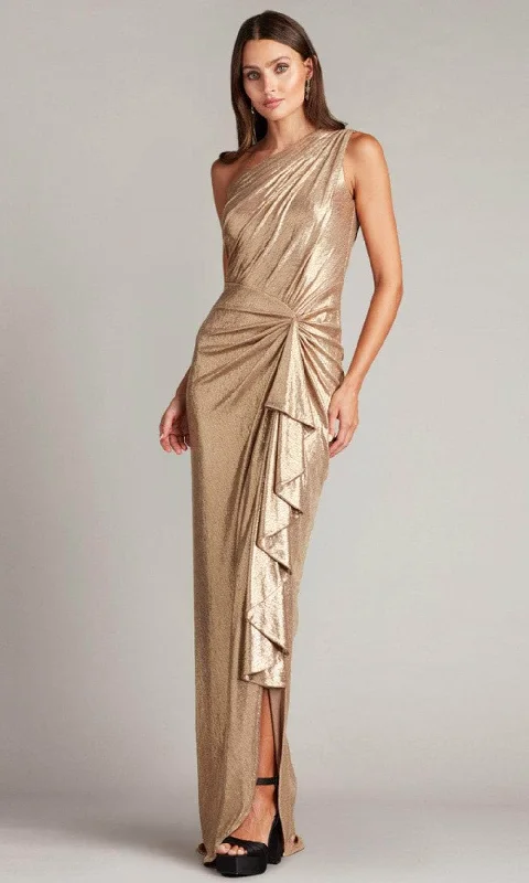 Price Drop Tadashi Shoji BSJ489L - Ruffle Draped Asymmetric Evening Gown