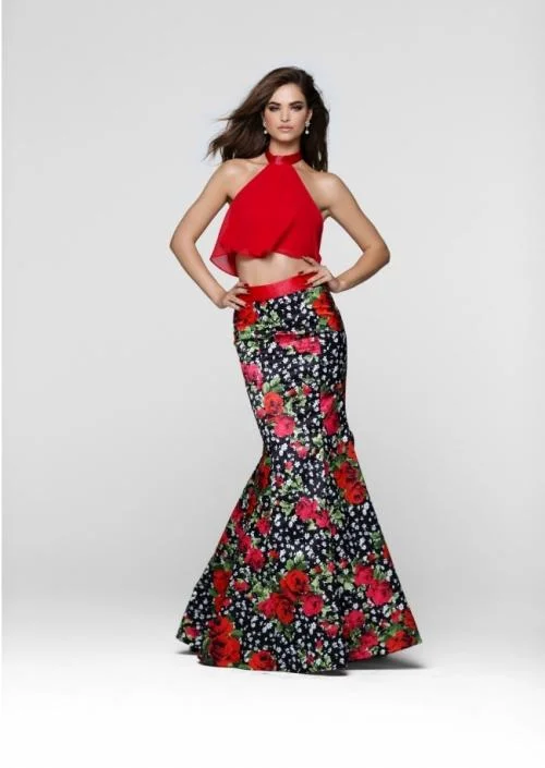 Final Clearance Tarik Ediz - Two Piece Halter Gown 50034