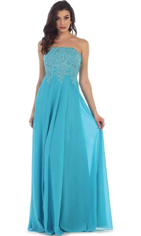 Special Offer May Queen MQ1277 - Applique A-Line Long Gown