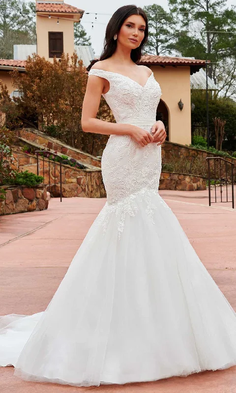 Epic Deals Rachel Allan Bridal RB2159 - Off-Shoulder Beaded Mermaid Gown