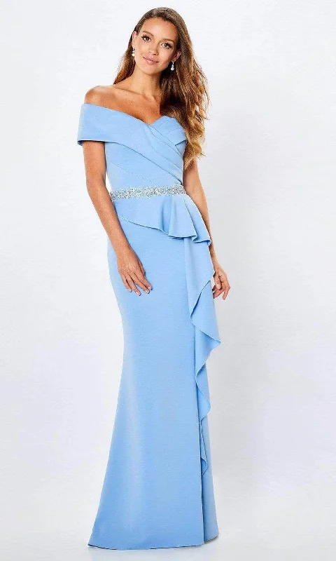 Price Buster Montage by Mon Cheri - Off Shoulder Peplum Evening Dress 221976