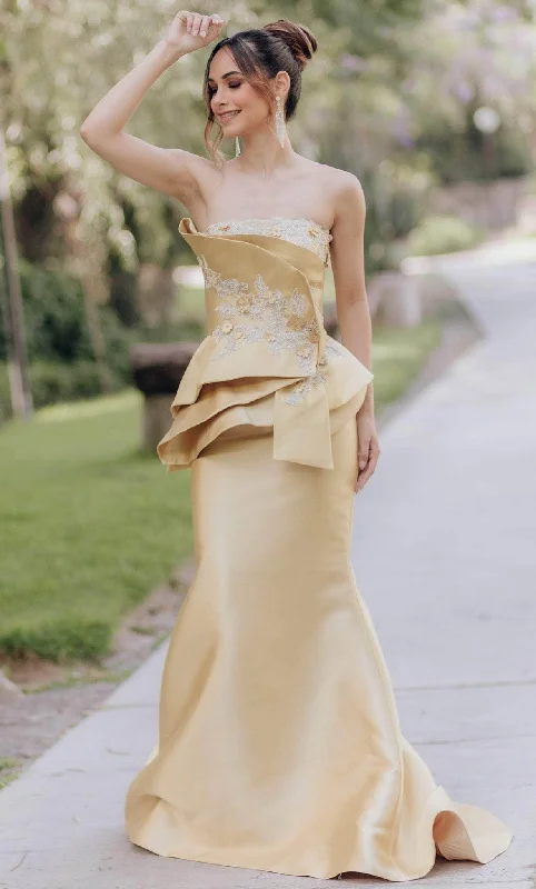 Stock Up and Save Terani Couture 232E1239 - Strapless Ruffled Bodice Evening Gown