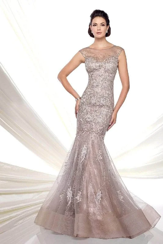 Special Price Ivonne D 116D25W - Beaded Embroidered Trumpet Evening Gown