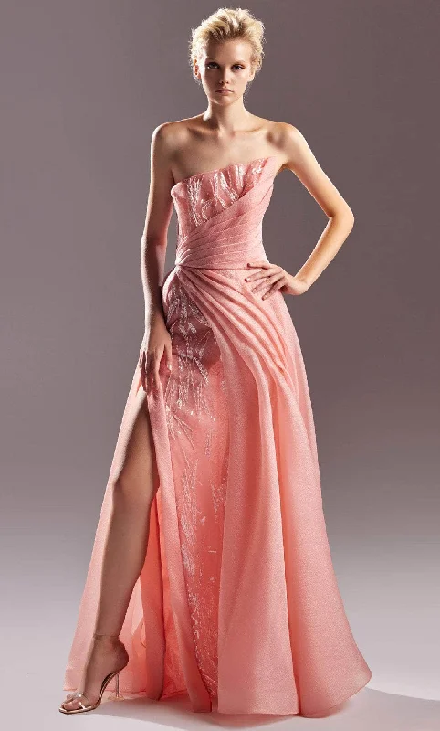 New Deals MNM COUTURE G1522 - Strapless Pleated Detail Prom Dress