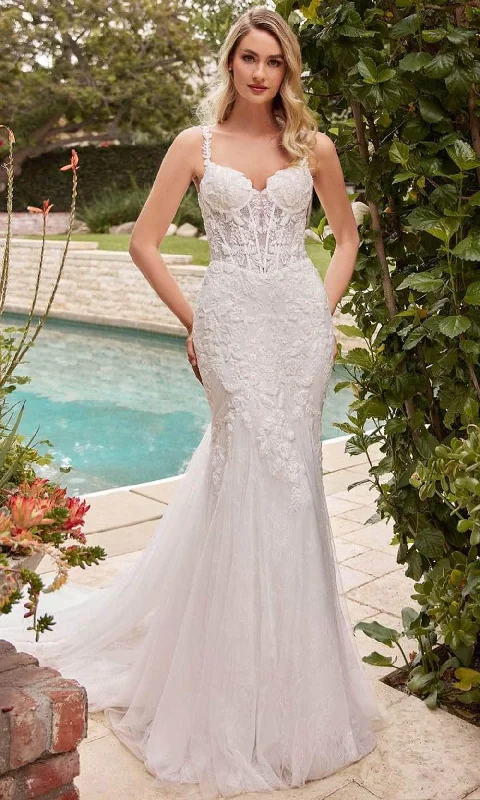 Final Clearance Cinderella Divine CDS432W - Sleeveless Bridal Dress with Lace Detailing